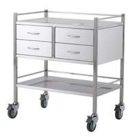 Extra Wide Instrument Trolley (4 Drawer - 2 x Side by Side)