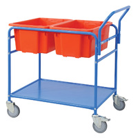 Double Tub Order Picking Trolley Kit (Includes 2 x No.10 Red Plastic Tubs as pictured)