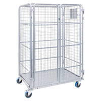 Heavy Duty Mesh Cage Trolley with Security Doors & Roof